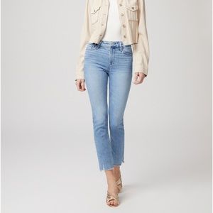 Paige Cindy High Rise Straight Ankle Jeans raw hem